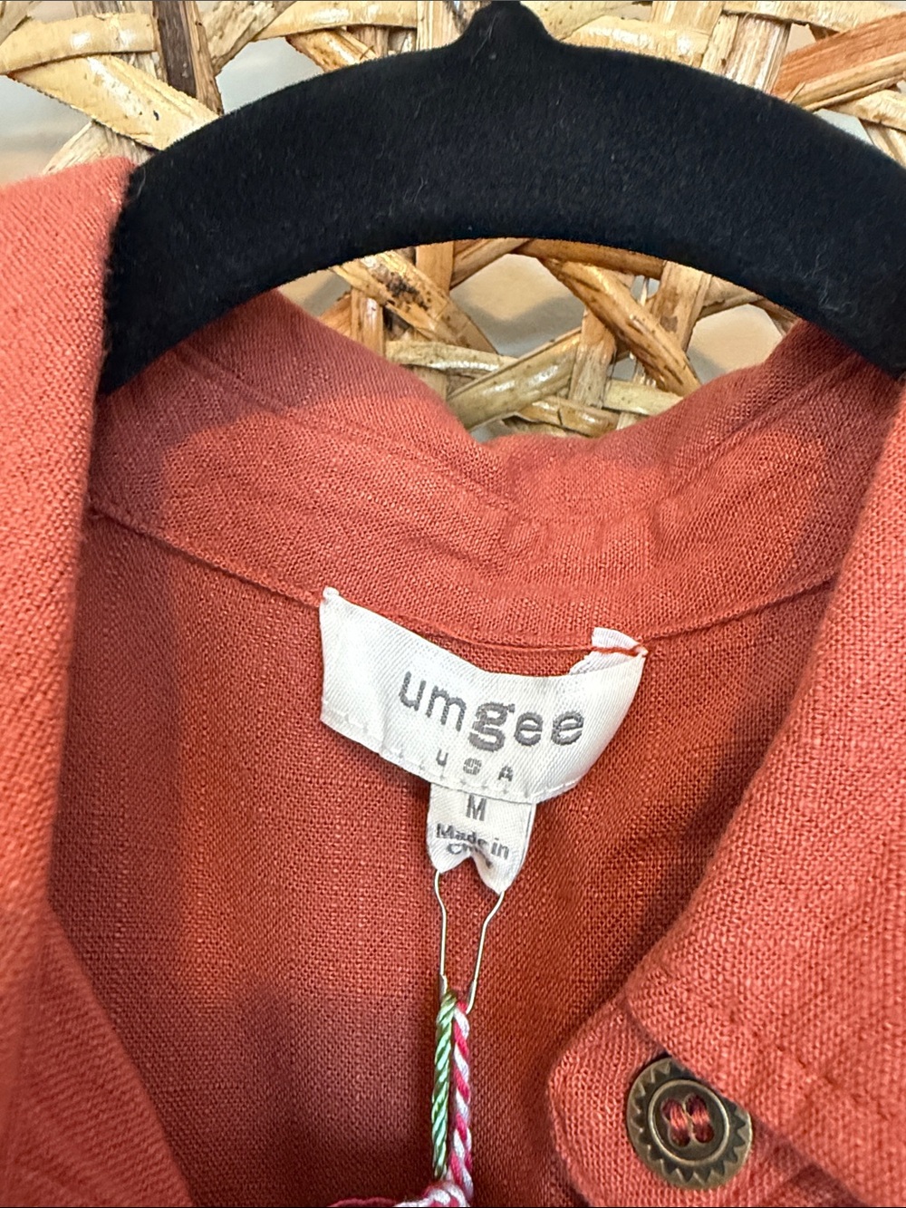 Umgee Terracotta Button-Front Peplum Shirt - Picture 2 of 13